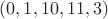 $(0, 1, 10, 11, 3)$