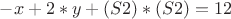 $-x + 2*y + (S2)*(S2) =12$