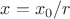 $x=x_0/r$ $x=x_0/r$