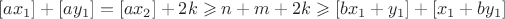 $[ax_1]+[ay_1]=[ax_2]+2k \geqslant n+m+2k \geqslant [bx_1+y_1] +[x_1+by_1]$