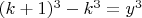 $(k+1)^3 -k^3 = y^3$