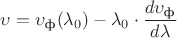 $\upsilon=\upsilon_\text{ф}(\lambda_0)-\lambda_0 \cdot\dfrac{d\upsilon_\text{ф}}{d\lambda}$