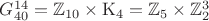 $G_{40}^{14}=\mathbb{Z}_{10}\times\mathrm{K}_4=\mathbb{Z}_5\times\mathbb{Z}_2^3$