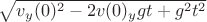 $\sqrt{v_y(0)^2-2v(0)_ygt+g^2t^2}$