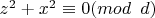 $ z^2 +x^2\equiv 0 (mod\verb