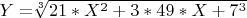 $ Y=$\sqrt[3]{21*X^2+3*49*X+7^3}$ $
