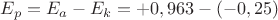 $E_p=E_a-E_k=+0,963-(-0,25)$