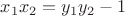 $x_1x_2=y_1y_2-1$