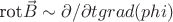 $\hbox{rot} \vec{B} \sim \partial/\partial t grad{(phi)}$