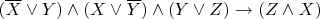 $(\overline X \vee Y) \wedge (X \vee \overline Y) \wedge (Y \vee Z) \to (Z \wedge X)$