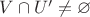 $V\cap U'\neq\varnothing$