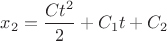 $x_2=\dfrac{Ct^2}{2}+C_1t+C_2$