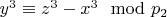 $y^3 \equiv z^3 - x^3\mod p_2 $