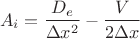 $${A}_{i}=\frac{{D}_{e}}{\Delta {x}^{2}}-\frac{V}{2\Delta x}$$