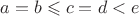 $ a = b \leqslant c = d < e $
