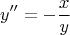 \[
y'' =  - \frac{x}
{y}
\]