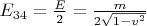 $E_{34}=\frac {E} 2= \frac {m} {2\sqrt{1-v^2}}$
