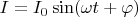 $I = I_0 \sin (\omega t + \varphi)$