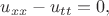 $u_{xx}-u_{tt}=0,$