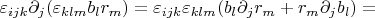 $$\varepsilon_{ijk}\partial_j(\varepsilon_{klm}b_lr_m)=\varepsilon_{ijk}\varepsilon_{klm}(b_l\partial_jr_m+r_m\partial_jb_l)=$$