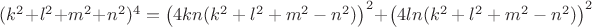 $(k^2+l^2+m^2+n^2)^4=\left ( 4kn(k^2+l^2+m^2-n^2) \right )^2+\left ( 4ln(k^2+l^2+m^2-n^2) \right )^2$