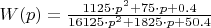 $W(p)=\frac{1125 \cdot p^2 + 75\cdot p +0.4}{16125\cdot p^2+1825\cdot p+50.4} $