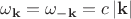 $\omega_{\mathbf{k}}=\omega_{-\mathbf{k}}=c\,| \mathbf{k} |$