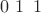 $0 \, \,1\,\,  \,1$