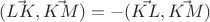 $(\vec{LK},\vec{KM})=-(\vec{KL},\vec{KM})$