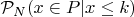 $\mathcal P_N(x \in P | x \leq k)$