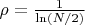 $ \rho = \frac{1}{\ln (N/2)} $