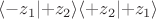 $\langle-z_1\lvert+z_2\rangle\langle+z_2\lvert+z_1\rangle$ $\langle-z_1\lvert+z_2\rangle\langle+z_2\lvert+z_1\rangle$