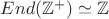 $End(\mathbb{Z^+}) \simeq \mathbb{Z}$