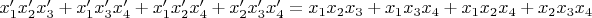 $x'_{1}x'_{2}x'_{3}+x'_{1}x'_{3}x'_{4}+x'_{1}x'_{2}x'_{4}+x'_{2}x'_{3}x'_{4}=x_{1}x_{2}x_{3}+x_{1}x_{3}x_{4}+x_{1}x_{2}x_{4}+x_{2}x_{3}x_{4}$