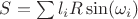 $S=\sum l_i R \sin(\omega_i)$