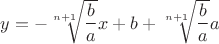 $y = -\sqrt[n+1]{\dfrac b a}x + b + \sqrt[n+1]{\dfrac b a}a$