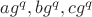 $ag^{q}, bg^{q}, cg^{q}$
