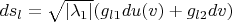 $d s_l=\sqrt{|\lambda_1|}(g_{l1}du(v)+g_{l2}dv)$