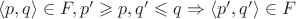 $\langle p,q \rangle \in F, p'\geqslant p, q' \leqslant q \Rightarrow  \langle p',q' \rangle \in F$