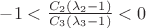 $-1<\frac{C_2(\lambda_2-1)}{C_3(\lambda_3-1)}<0$