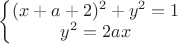 $\left\{\begin{matrix}(x+a+2)^2+y^2=1\\
y^2=2ax\\
 \end{matrix}\right.$
