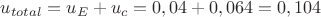 $u_{total}=u_{E}+u_{c}=0,04+0,064=0,104$