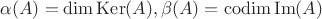 $\alpha (A)=\dim \operatorname{Ker}(A), \beta (A)=\operatorname{codim} \operatorname{Im}(A)$