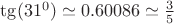 $\tg(31^0)\simeq 0.60086\simeq\frac35$