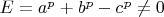 $E=a^p+b^p-c^p\ne 0$