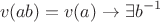 $$v(ab) = v(a) \rightarrow \exists b^{-1} $$