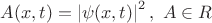 $A(x,t)=\left|\psi(x,t)\right|^2,\,\,A\in R$