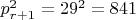 $p^2_{r+1}=29^2=841$