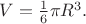 $V=\frac{1}{6}\pi R^3.$