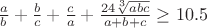 $\frac{a}{b}+\frac{b}{c}+\frac{c}{a}+\frac{24\sqrt[3]{abc}}{a+b+c} \ge 10.5$